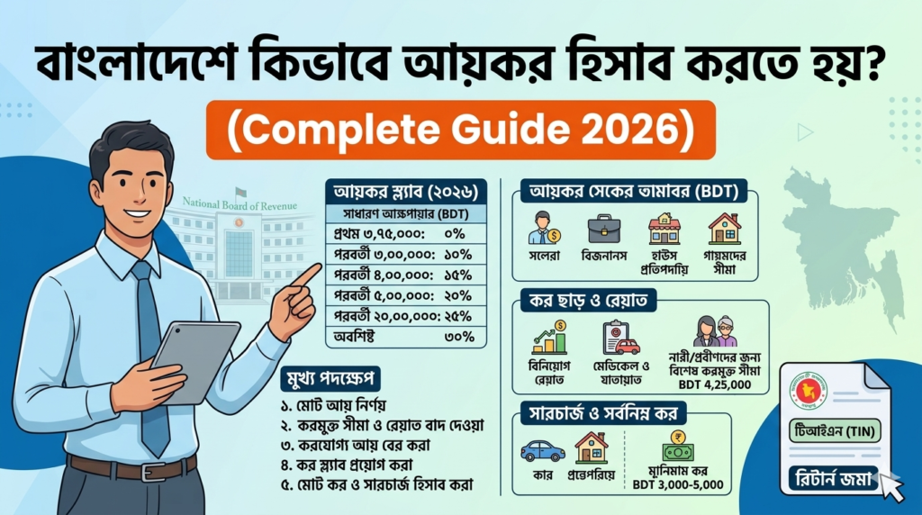 বাংলাদেশে কিভাবে আয়কর হিসাব করতে হয়? (Complete Guide 2026) image